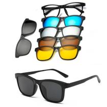 Óculos de Sol Kit Oculos com Armação Clip On 6 Em 1 Polariza