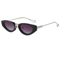 Óculos de sol lela joias 2w1708 c5 metal fashion - hastes de metal prateado e base em acetato preto