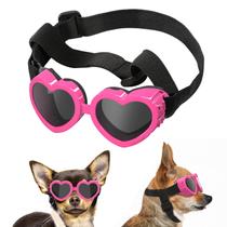 Óculos de Sol Lewondr para Cães - Proteção UV - Formato de Coração Rosa