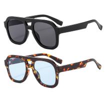 Óculos de Sol Long Keeper Retro Piloto com Dupla Ponte UV400 2 Unidades Óculos de Sol Long Keeper Retro Piloto com Dupla Ponte UV400 2 Unidades