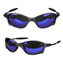 Oculos de Sol Lupa Lente Roxa Proteção Uv400 Polarizada Hastes Metal Original