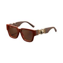 Óculos De Sol Luxuosos Femininos Em Formato Quadrado Com Detalhes De Cabeça De Leopardo, Óculos De