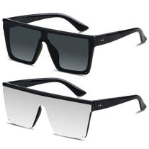 Óculos de Sol LYZOIT Quadrados Oversized com Proteção UV400 - Pacote com 2