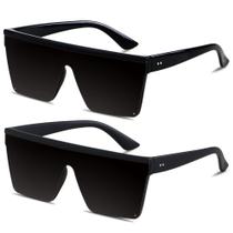 Óculos de Sol LYZOIT Quadrados Oversized - Unissex - Modelo Shield Preto
