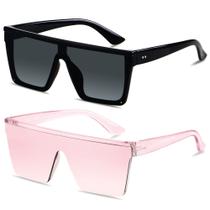 Óculos de sol LYZOIT Square Oversize UV400 Protection Black