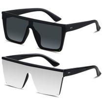 Óculos de sol LYZOIT Square Oversize UV400 Rimless Matte Black