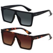 Óculos de sol LYZOIT Square Oversized Fashion Shield UV400 Black