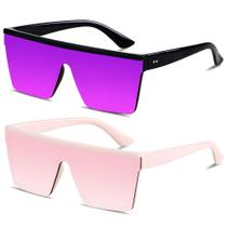 Óculos de sol LYZOIT Square Oversized para mulheres e homens rosa roxo