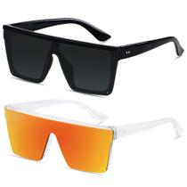 Óculos de sol LYZOIT Square Oversized Rimless UV400 para mulheres e homens