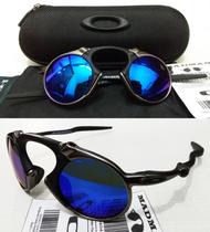 Oculos de Sol Madman Grafite Black Lente Blue Magic com proteção Uv Uva 400 com Kit completo Estojo