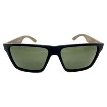 Óculos de Sol Makena HD acetato preto fosco hastes MADEIRA/BAMBU natural lentes POLARIZADAS