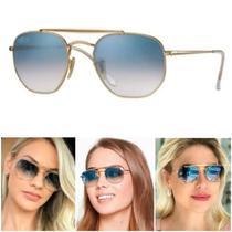 Óculos De Sol Marshal 3648 Feminino Masculino Dourado Azul Degrade Casual Proteção UV400 Oferta -