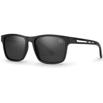 Óculos de Sol Masculino Com Proteção UV400 Polarizado Formato Quadrado Armação Preto Fosco Para Rosto Médio Largo Uso Casual Dia a Dia Esportes VH
