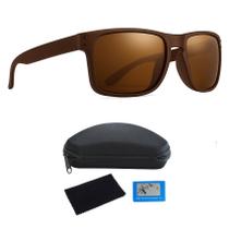 Óculos De Sol Masculino Feminino Esportivo Proteção UV400 Polarizado Quadrado Marrom