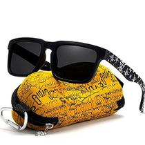 Óculos de Sol Masculino Kdeam Estilo Surf Quadrado Hastes Estampadas Proteção uv400 Polarizados