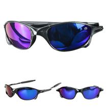 Oculos de Sol Masculino Lupa Lente Roxa Espelhada Polarizada Proteção UV