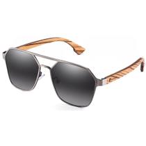 Óculos de Sol Masculino Madeira Polarizado Hu Wood Esporte Prata Óculos de Sol Masculino Madeira Polarizado Hu Wood Esporte Prata