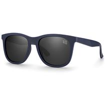 Óculos de Sol Masculino Polarizado Com Proteção UV400 Armação Azul Escuro Lentes Pretas Formato Redondo Design Moderno Versátil VH 6128 C3