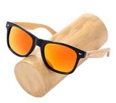 Óculos De Sol Masculino Polarizado Madeira Original Bambu - Vallera