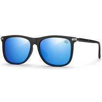 Óculos de Sol Masculino Polarizado Original Redondo Azul Espelhado + Case