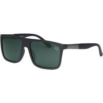 Óculos de Sol Masculino Polarizado Quadrado Preto Fosco + Lentes Verdes