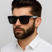 Óculos De Sol Masculino POLARIZADO Square PRETO / BRANCO com Proteção 400 Uv - OMG