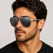 Óculos De Sol Masculino Polarizado Uv400 Luxuoso Vinkin 380 Cinza