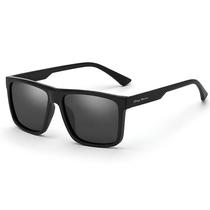 Óculos de Sol Masculino Preto Fosco Quadrado Com Proteção UV400 Filtro Polarizado Visão Confortável Hastes Finas Casual Elegante Village Heaven 0155
