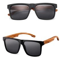 Óculos de Sol Masculino Quadrado Madeira Bambu Preto Proteção UV400 Óculos de Sol Masculino Quadrado Madeira Bambu Preto Proteção UV400