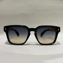Óculos de Sol Masculino Quadrado Preto com Haste Dourada Lente Degradê