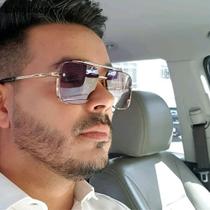 Óculos De Sol Masculino Retrô Dourado Square Proteção 400 Uv