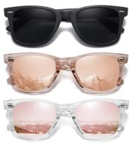 Óculos de sol MEETSUN com proteção UV400 retrô polarizada (pacote com 3)