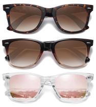 Óculos de sol MEETSUN retro polarizados para mulheres/homens, pacote com 3