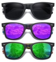 Óculos de Sol MEETSUN Retro Polarizados UV400 - Kit com 3 Unidades (Masculino e Feminino)