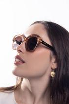 Óculos de sol Modelo Feminino na Cor Marrom e Nude com hastes em detalhes proteção UV Óculos de sol Modelo Feminino na Cor Marrom e Nude com hastes em detalhes proteção UV