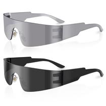 Óculos de sol modernos milramtob Futuristic Wrap Around Silver Óculos de sol modernos milramtob Futuristic Wrap Around Silver