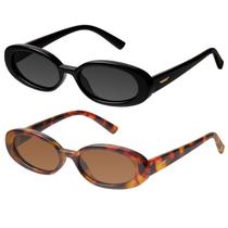 Óculos de Sol Mosanana Retro Oval MS52360 - Para Mulheres - Preto/Tartaruga