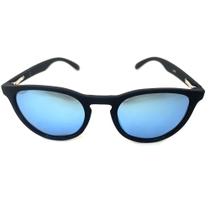 Óculos de Sol Ocean HD em acetato preto fosco com as lentes em azul oceano espelhada Óculos de Sol Ocean HD em acetato preto fosco com as lentes em azul oceano espelhada