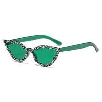 Óculos de sol Óculos Chic Rhinestone Cat Eye Green Jelly Lens Óculos de sol Óculos Chic Rhinestone Cat Eye Green Jelly Lens