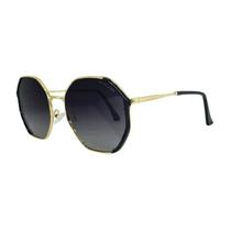 Óculos de Sol Original Atitude Preto e Dourado Metal Hexagonal Feminino AT8099 Óculos de Sol Original Atitude Preto e Dourado Metal Hexagonal Feminino AT8099