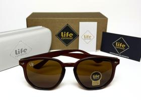 Óculos de Sol Original Hope Hexagonal Erika Marrom Oval Masculino Feminino Unissex UV400