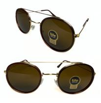 Óculos de Sol Original Passion Double Round Marrom Feminino Masculino Unissex UV400