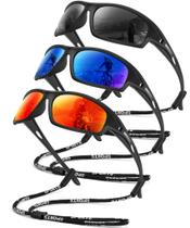 Óculos de sol OUKEMAX polarizados para esportes masculinos, pacote com 3 + UV400 Óculos de sol OUKEMAX polarizados para esportes masculinos, pacote com 3 + UV400