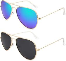Óculos de sol para homens mulheres aviador metal espelho polarizado UV 4