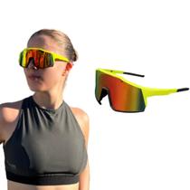Óculos de Sol Performance Máscara Cannes Amarelo Esporte Corrida Ciclismo Polarizado UV400