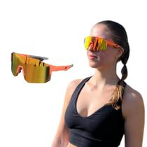 Óculos de Sol Performance Máscara Jeri Laranja Esporte Corrida Ciclismo Polarizado UV400