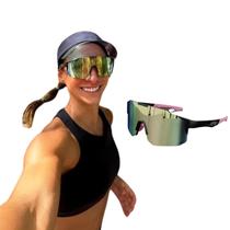 Óculos de Sol Performance Máscara Noronha Prata Esporte Corrida Ciclismo Polarizado UV400