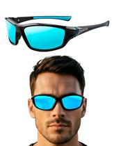 ÓCULOS DE SOL POLARIZADO masculino bike volei azul espelhado + uv s5