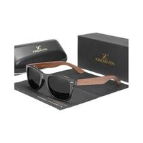 Óculos de Sol Polarizados de Madeira de Nogueira - Feitos à Mão - UV400 - Estilo Retrô Masculino