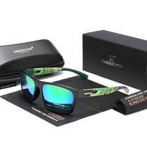 Óculos de Sol Polarizados Masculinos UV400 - Armação Retangular com Lente Espelhada Zebra Stripe